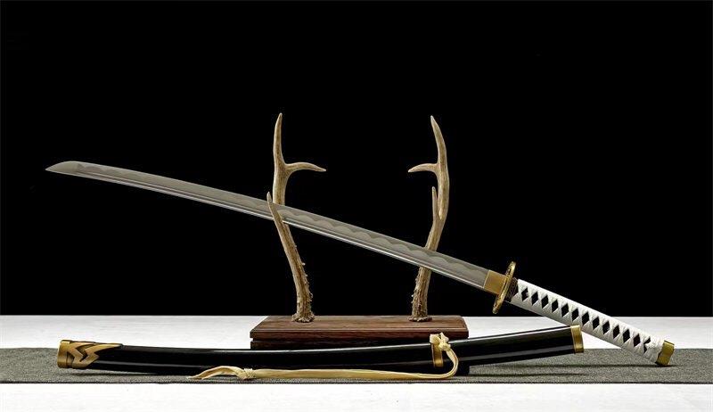Sword with decorative sheath on a dark background