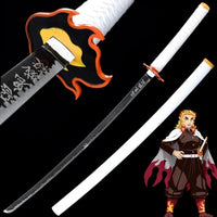 Japanese Cosplay Katana Carbon Steel Demon Slayer Anime Rengoku Kyoujurou's Sword 104cm